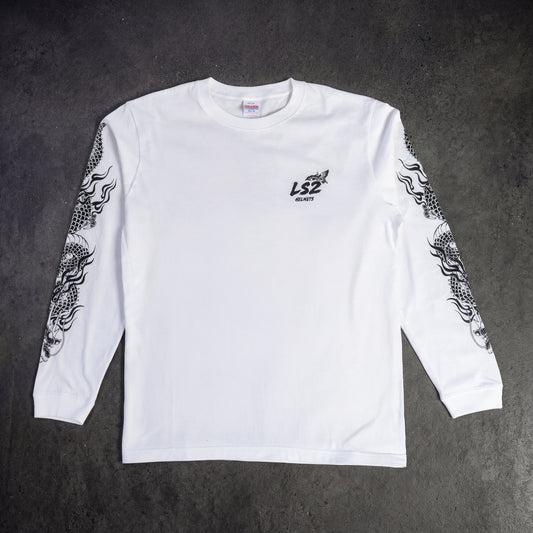 LS2 ロングスリーブ Tシャツ　WHITE　- Ride with Japanese Spirit -